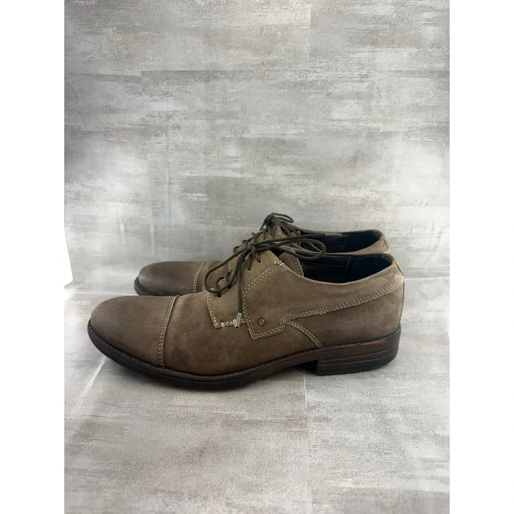 Clarks Men 66124 Brown Leather Cap Toe Derby Oxford Shoes Size 10M